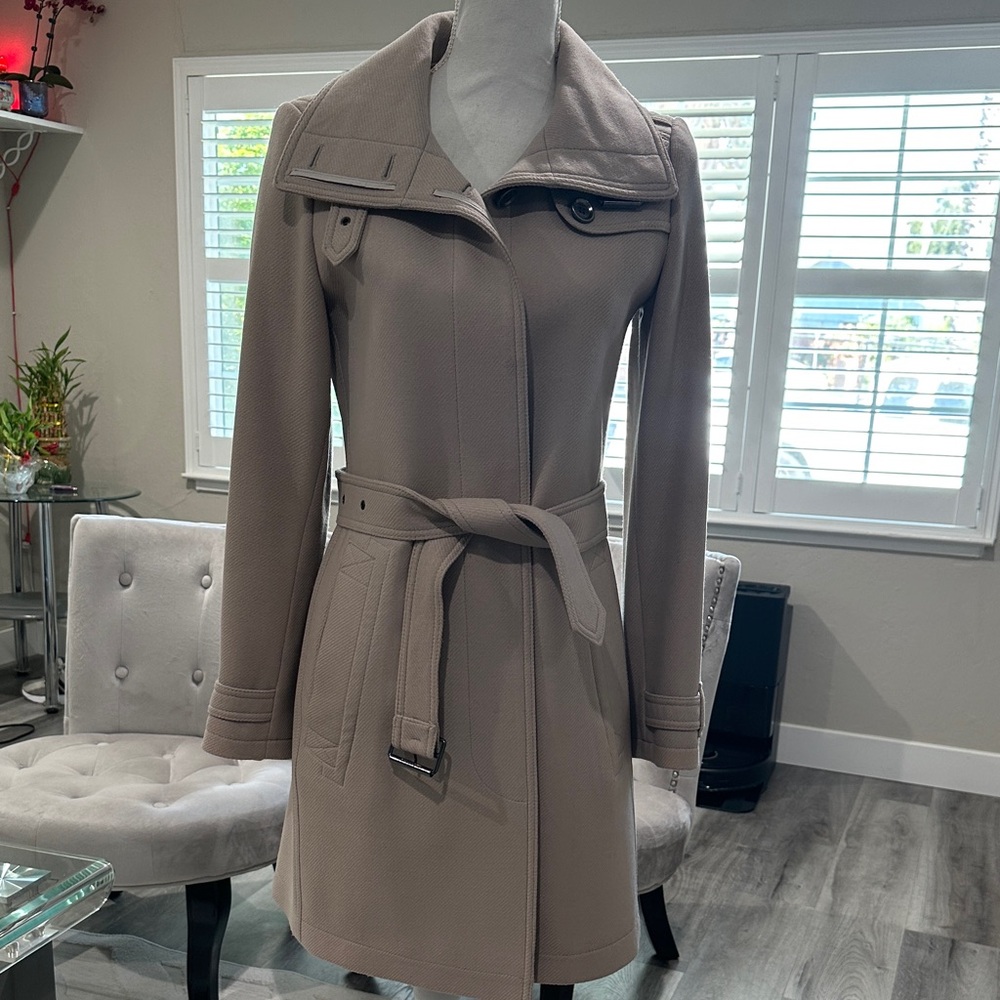 Burberry Taupe Belted Trench Coat